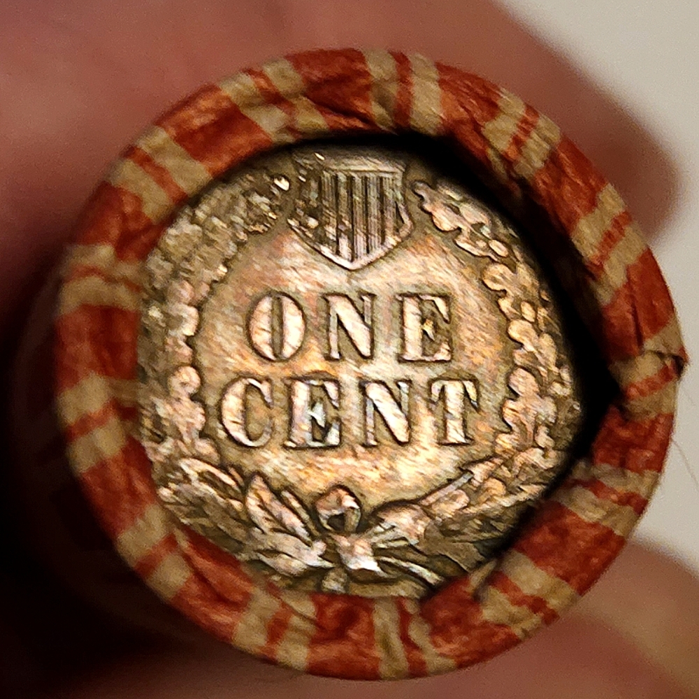 1910-S/Indian Head Back Enders on Unsearched Roll of 50 Lincoln Wheat Pennies